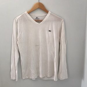 Long Sleeve Lacoste White Tee